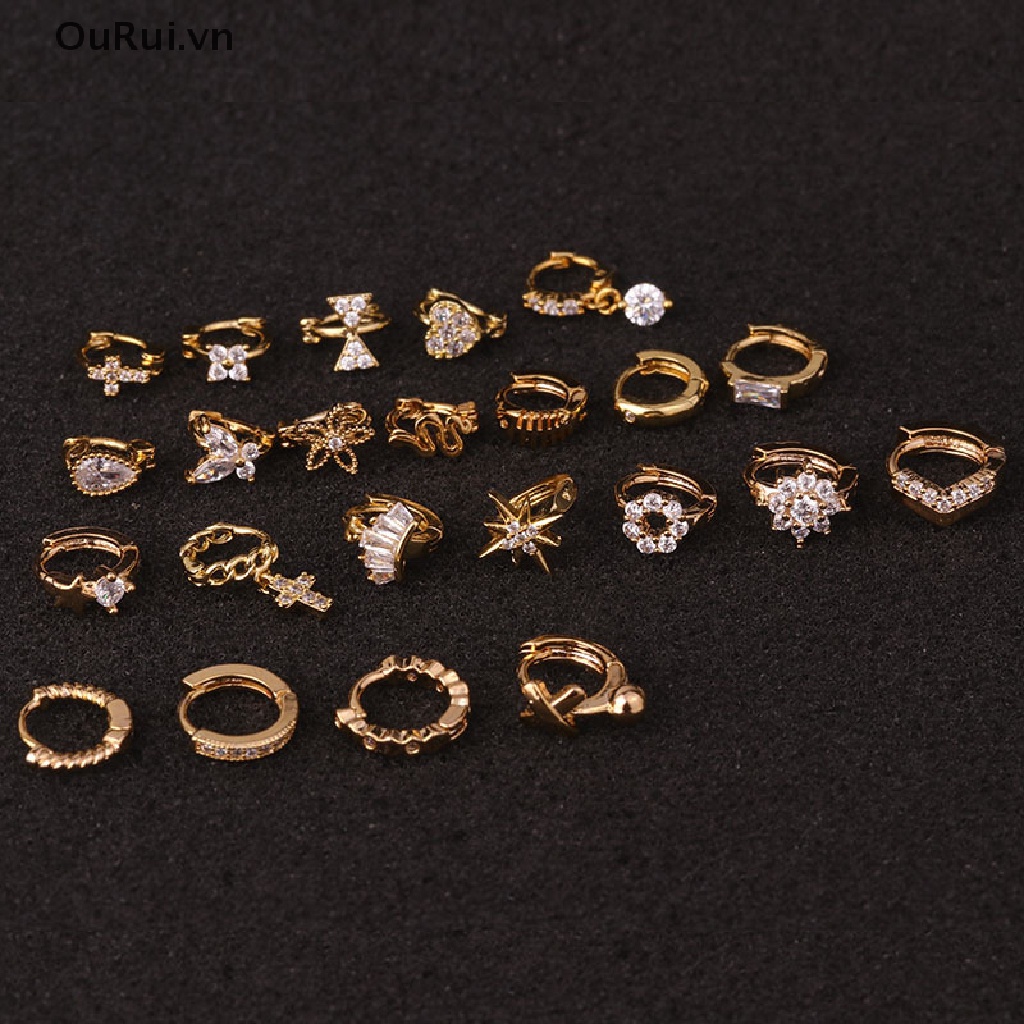 Khuyên Tai Đính Đá Pha Lê Vàng