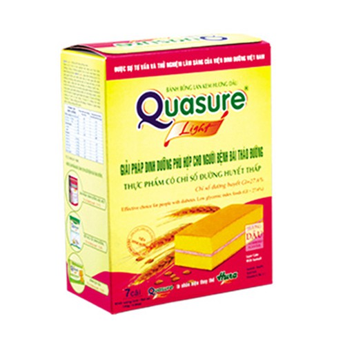 Bánh dành cho người tiểu đường, ăn kiêng bông lan Quasure light dâu hộp 126g