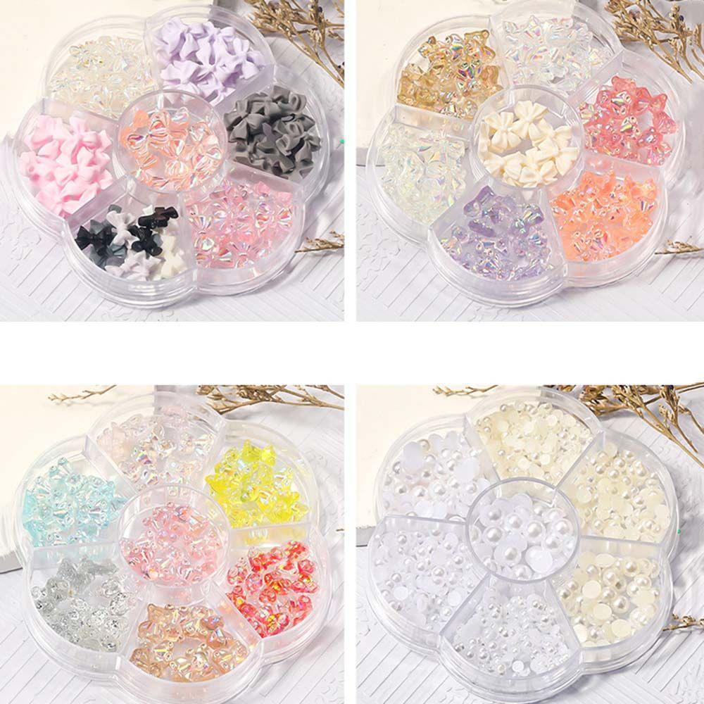 OCEANMAP Hộp Hạt Nhựa Hình Gấu Hoạt Hình Phong Cách Nhật Bản Trang Trí Móng Tay DIY