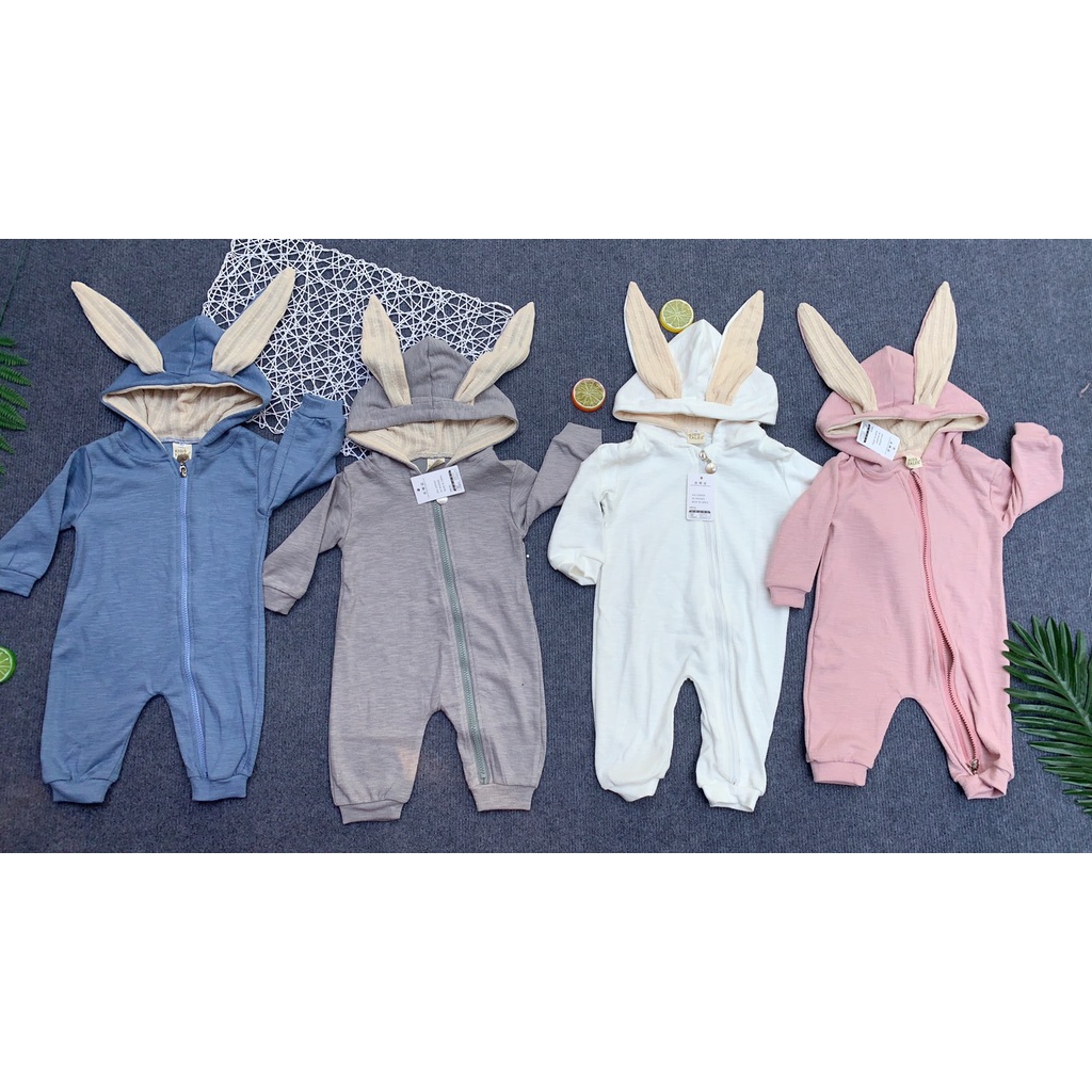 Body dài tay chất liệu cotton kiểu tai thỏ cho bé trai bé gái Mã SL12