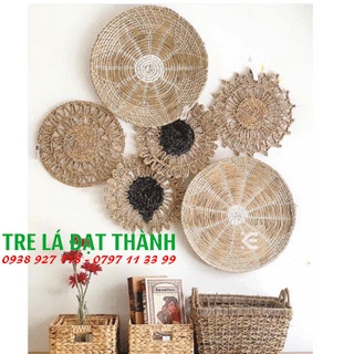 Set đĩa cói treo tường decor trang trí nhà cửa, quán cà phê, homestay- Hàng xuất khẩu đẹp