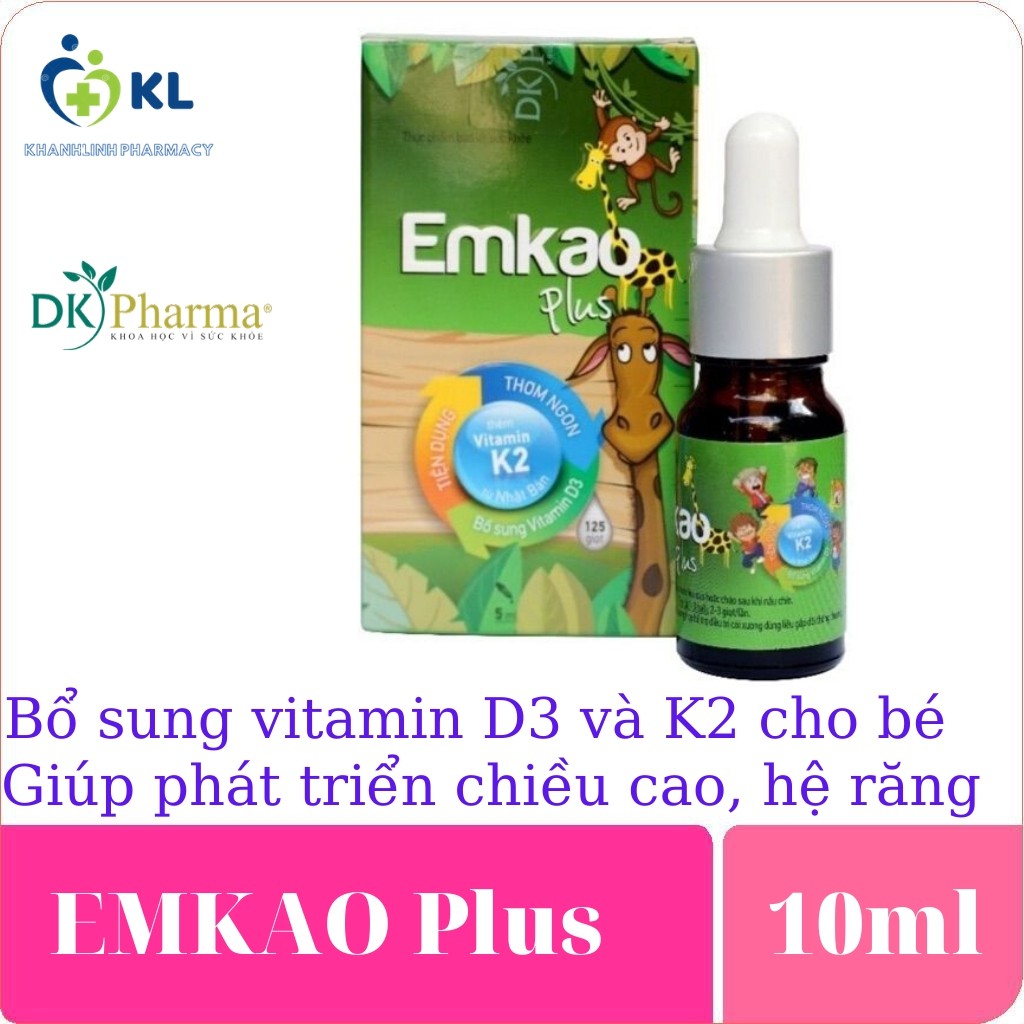 Emkao Plus Vitamin D3 kết hợp K2-Giúp bé phát triển hệ Xương, Răng, Giảm quấy khóc đêm ở trẻ