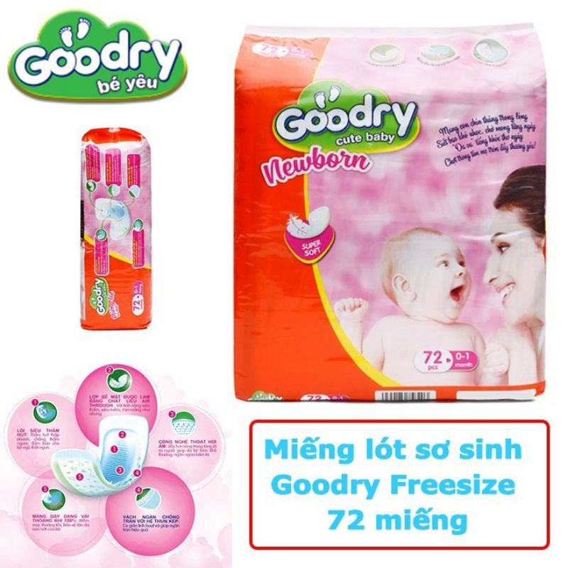 Combo 4 Bịch Miếng Lót Sơ Sinh Goodry 72 - 4 Bịch 288Miếng