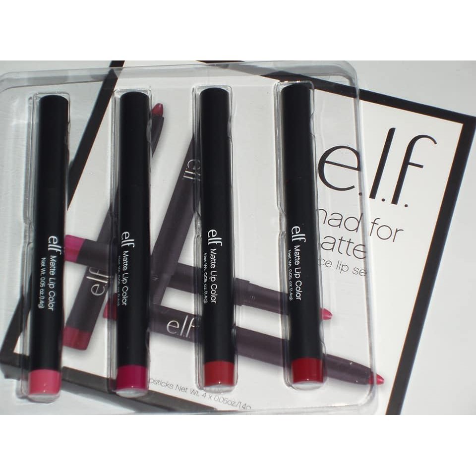 SET 4 SON BÚT CHÌ e.l.f MAD FOR MATTE 4 PIECE LIP SET