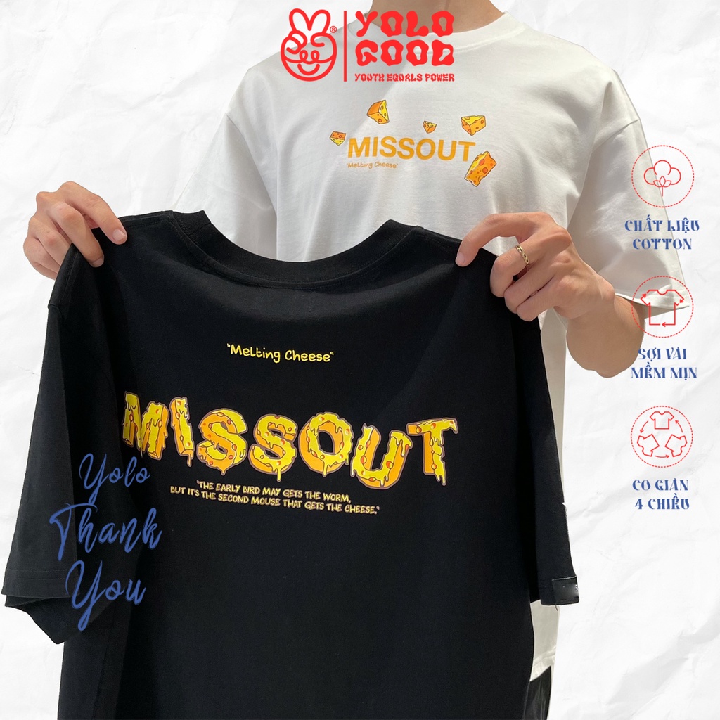 Áo thun tay lỡ  MissOut Cheese  phông Unisex nam nữ tee oversize form rộng pull Ulzzang Streetwear Hàn Quốc vải mềm