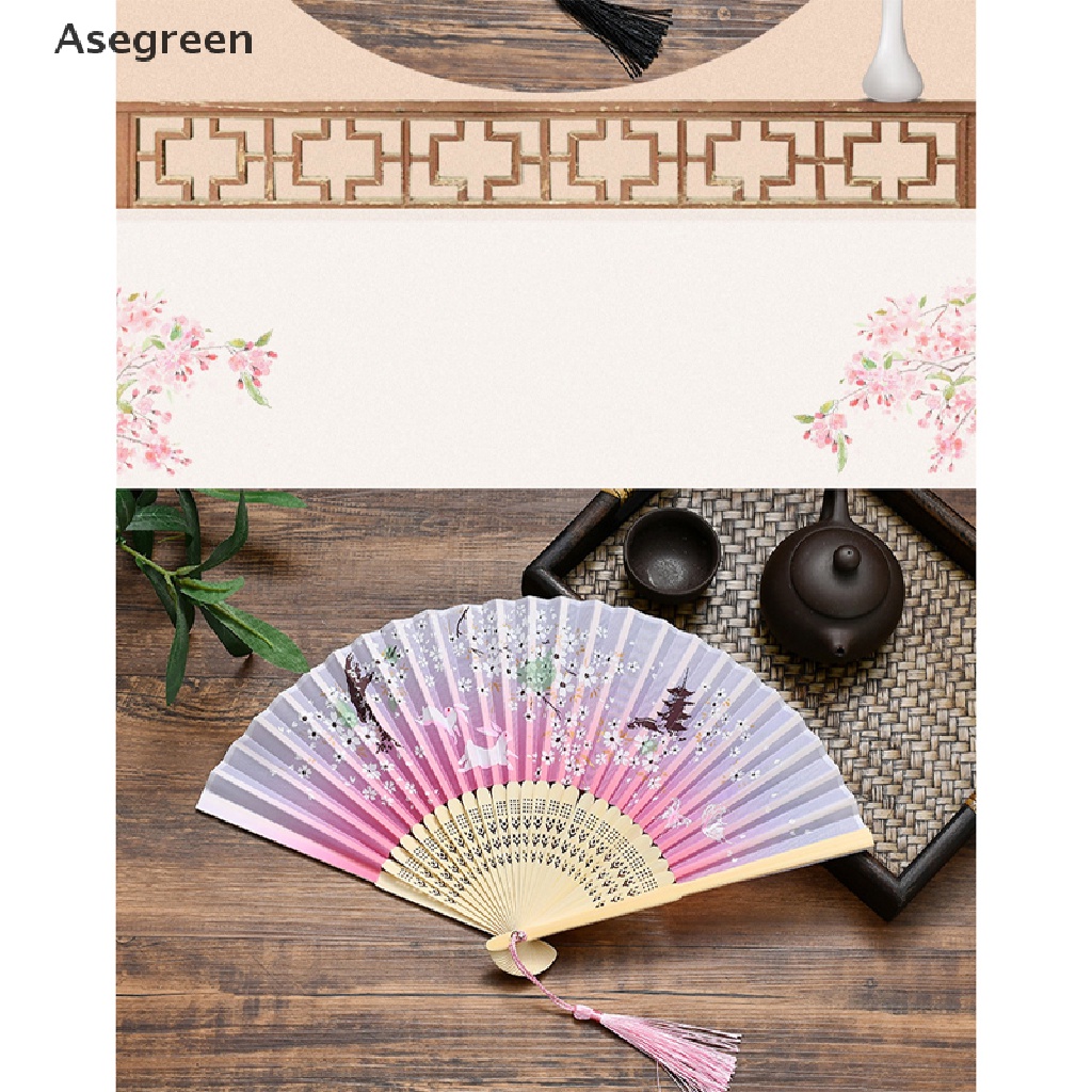Quạt xếp cầm tay in họa tiết hoa phong cách Trung Hoa dùng làm đạo cụ chụp ảnh/ biểu diễn sân khấu