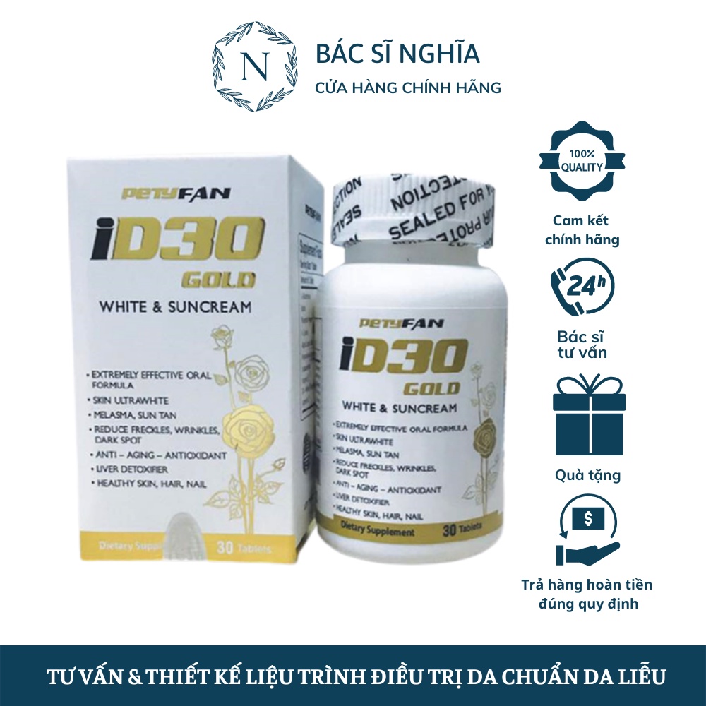 Viên uống trắng da, giảm nám, chống nắng, chống lão hóa PETYFAN ID30 - Bác Sĩ Nghĩa
