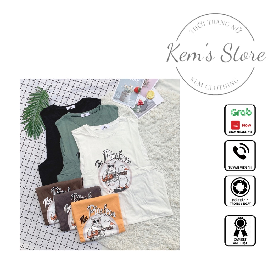 Áo ba lỗ unisex nam nữ, Áo tank top nữ siêu cute hình ngộ nghĩnh | BigBuy360 - bigbuy360.vn
