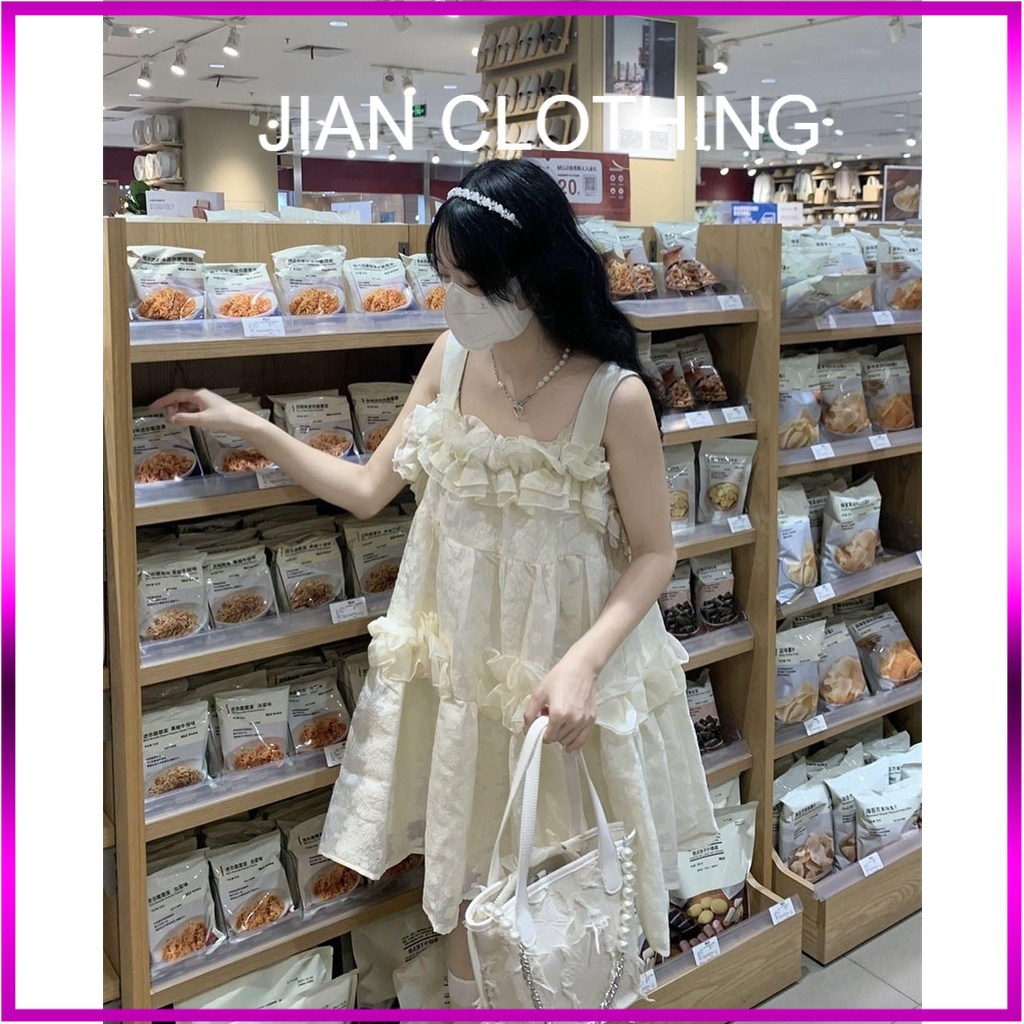 Đầm Babydoll Nữ Hoa Bèo Vai 2 Dây Dáng Xòe Jian Clothing