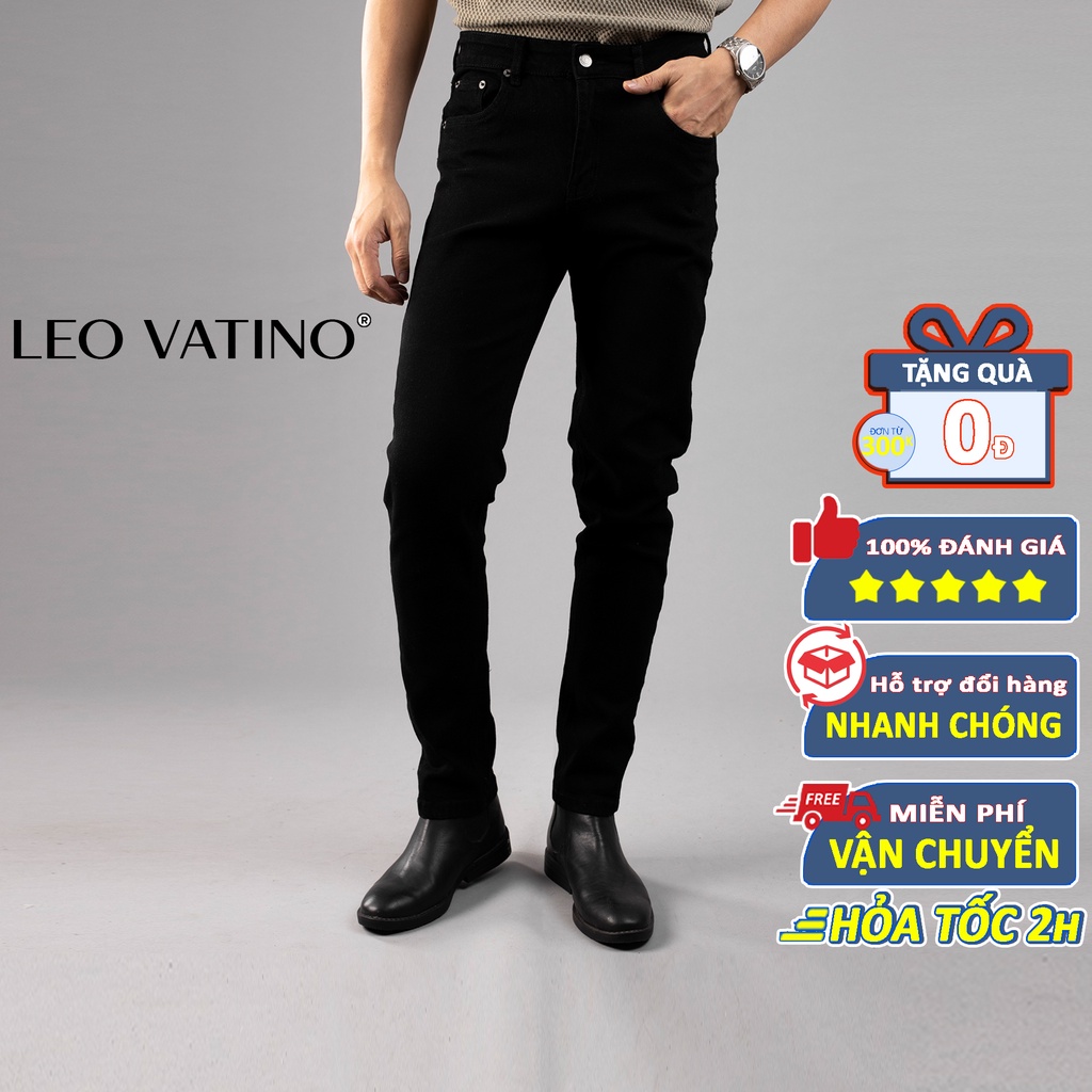 Quần Jeans nam đen trơn Galvin basic chất co giãn form slimfit QJGV32 - Leo Vatino