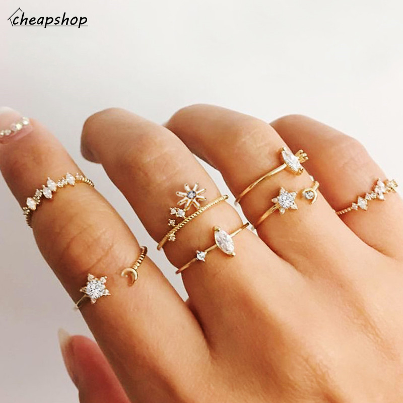 iF YOU Bộ nhẫn vàng phong cách Bohemian sang trọng