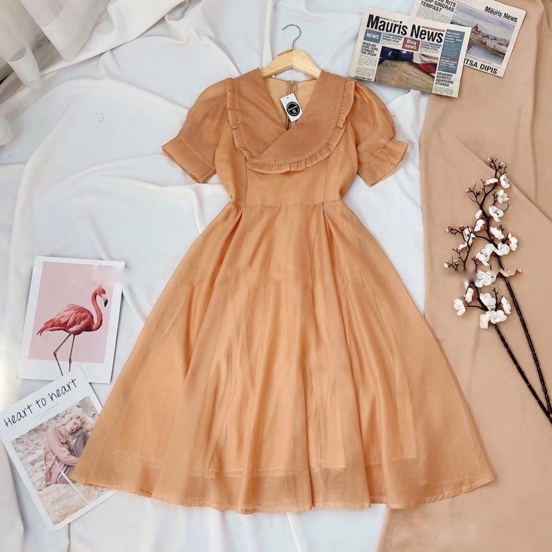 Đầm dự tiệc dáng xoè cổ sen bèo | BigBuy360 - bigbuy360.vn