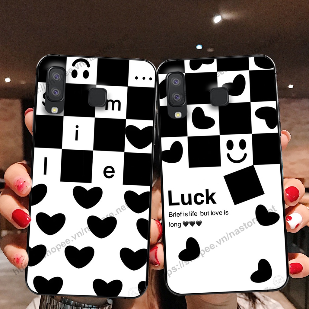 Ốp lưng Samsung A8 STAR / Samsung A9 Star trái tim họa tiết caro, mikey họa tiết beabrick kaws cute