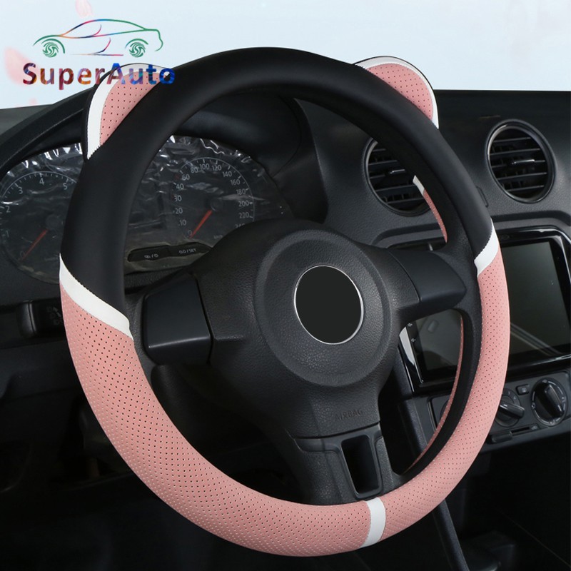 SuperAuto Vỏ Bọc Vô Lăng Xe Hơi 38cm Mịn Màng Bọc vô lăng ô tô Phụ KiệN Trang Trí Ô Tô