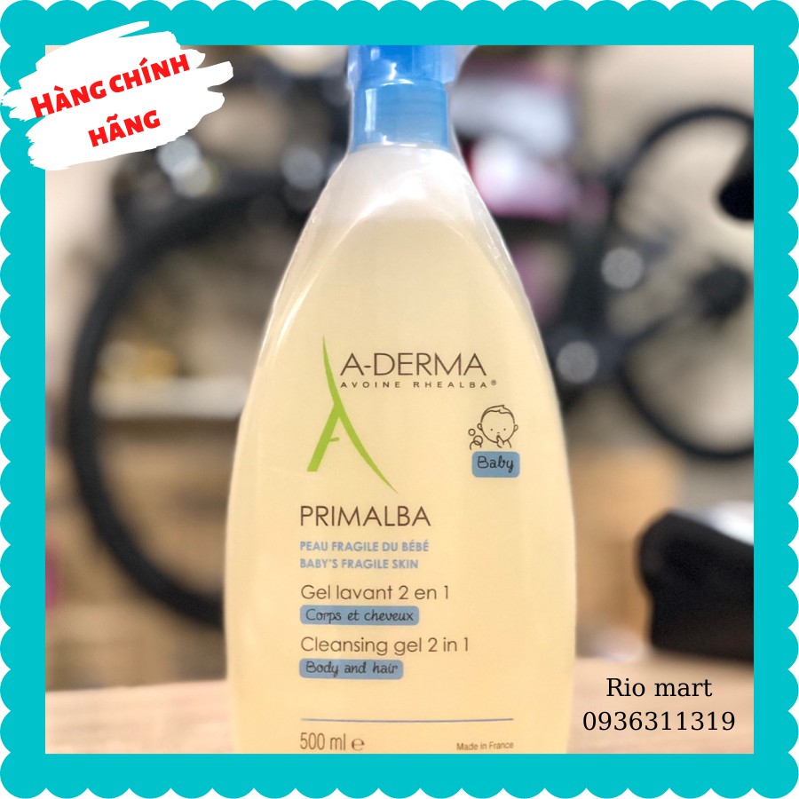 Sữa Tắm Aderma Primalba Baby 500ml trị rôm sảy, viêm da cơ địa, chàm cho trẻ từ sơ sinh, hàng nội địa Pháp