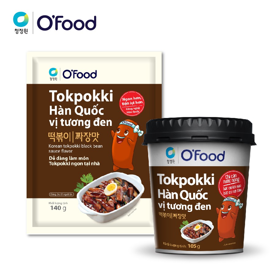 Combo tokbokki hộp và gói vị tương đen O'Food