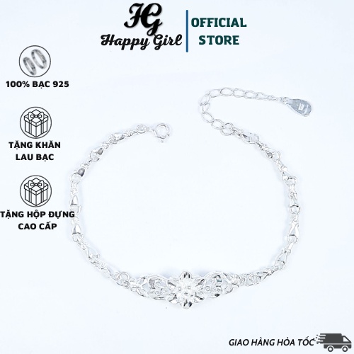 Lắc tay bạc nữ Happy Girl, vòng tay bạc nữ hình bông hoa sang trọng Flower Bracelet