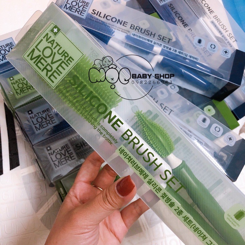 [CHÍNH HÃNG] Set 2 cọ rửa bình &amp; núm Silicon cao cấp NATURE LOVE MERE0