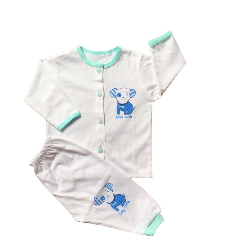 Bộ quần áo Thái Hà Thịnh dài tay cài thẳng màu trắng 100% cotton mềm, mịn, mát