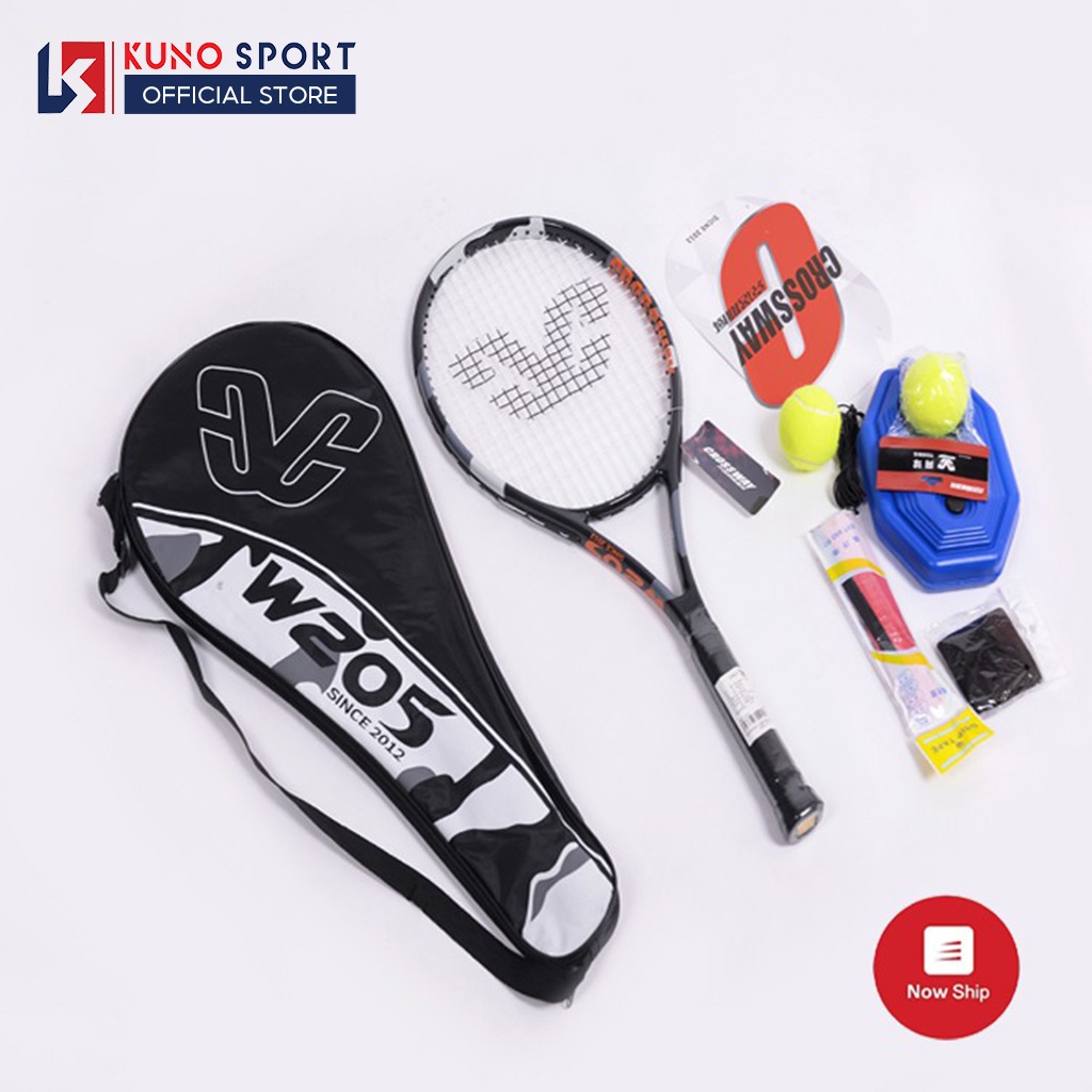 Vợt Tennis CROSSWAY W205 Sợi Carbon Cao Cấp Tặng Kèm Bộ Đế Và Bóng Tập Luyện