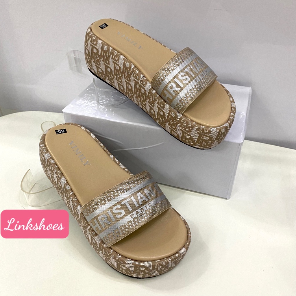 Dép Đế Dày Chống Trượt Thêu Họa Tiết xinh xắn thời trang 3 màu cao 5cm Avu store GV08