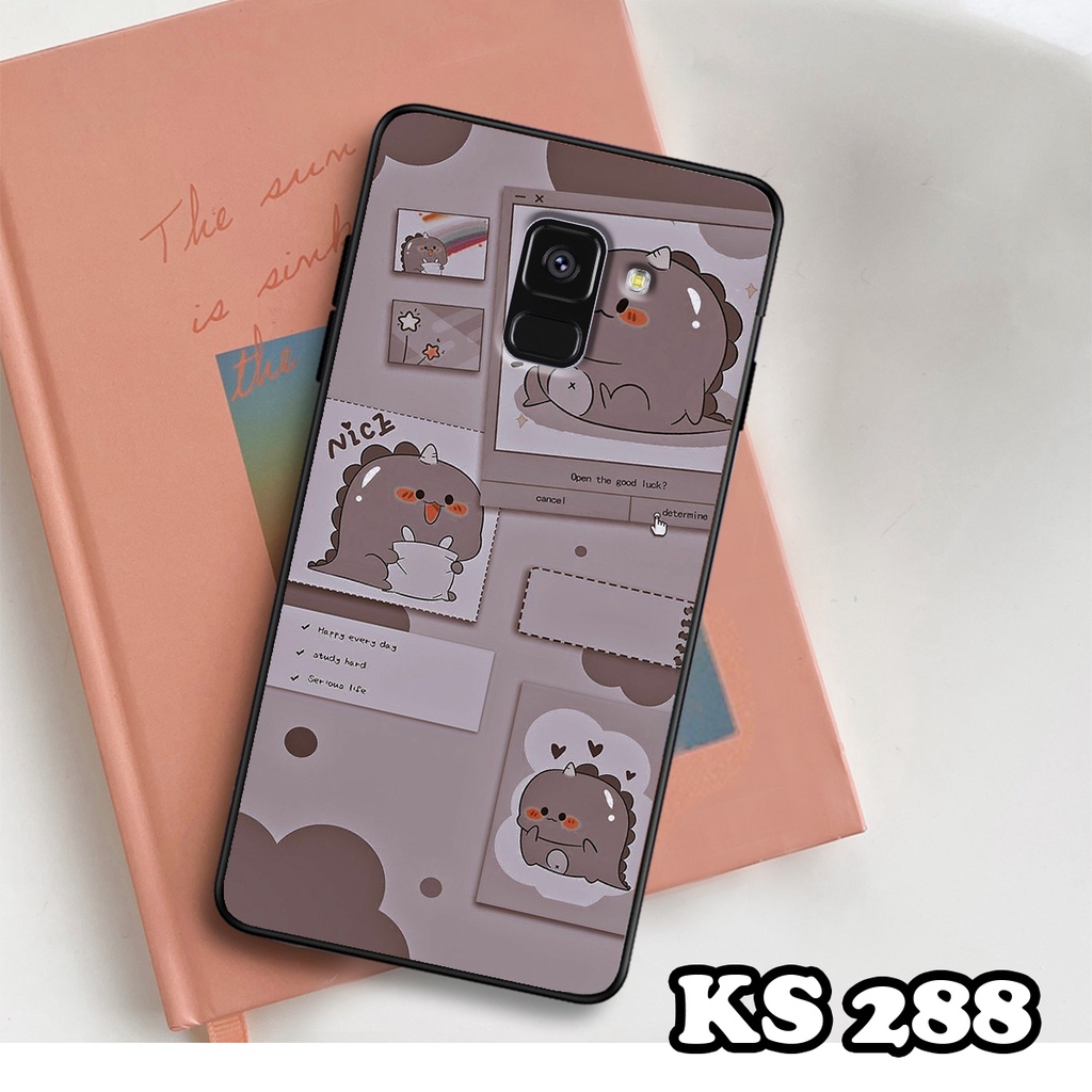 Ốp lưng Samsung A8 2018 - A8 Plus - A8 Star - Ốp Samsung in hình khủng long DinoCute - Lưng nhám viền TPU
