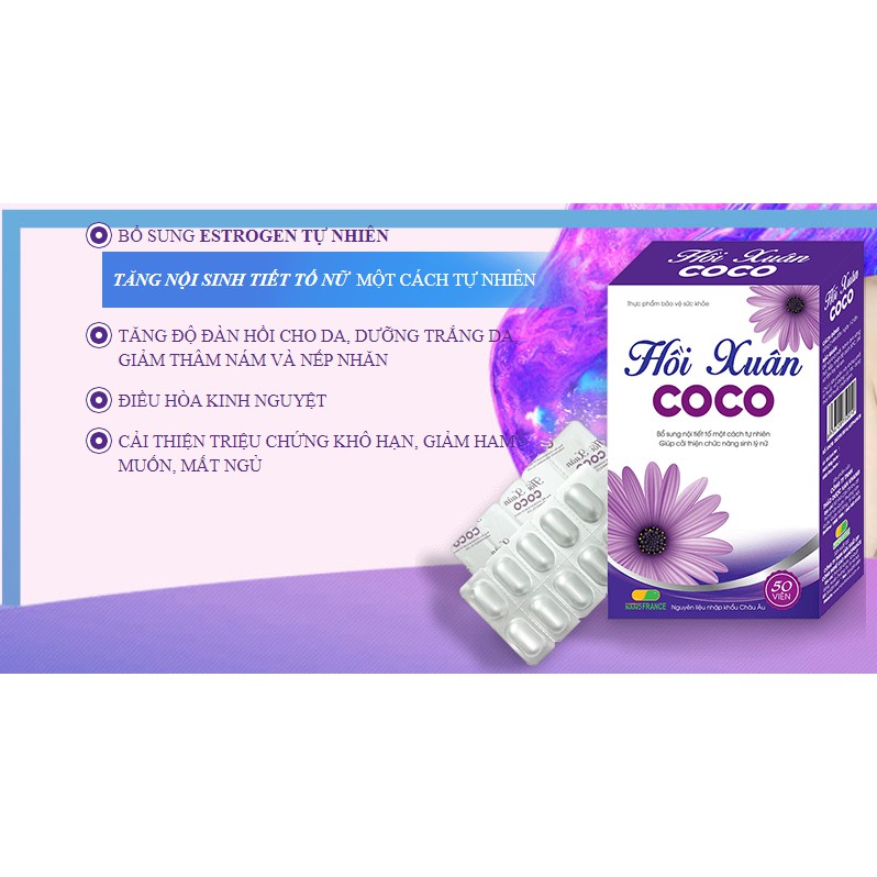 Hồi Xuân Coco - Tăng Cường Nội Tiết Tố, Giảm Các Triệu Chứng Bốc Hỏa , Mãn Kinh Ở Phụ Nữ