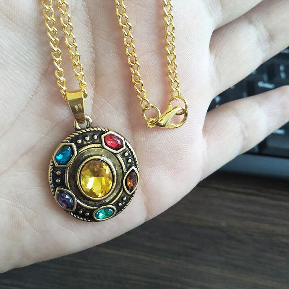 Dây chuyền mặt kim loại hình vô cực thanos đính đá thời trang Unisex