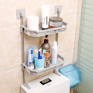 Kệ sau toilet 2 tầng có móc dán tường- kệ để đồ bồn cầu