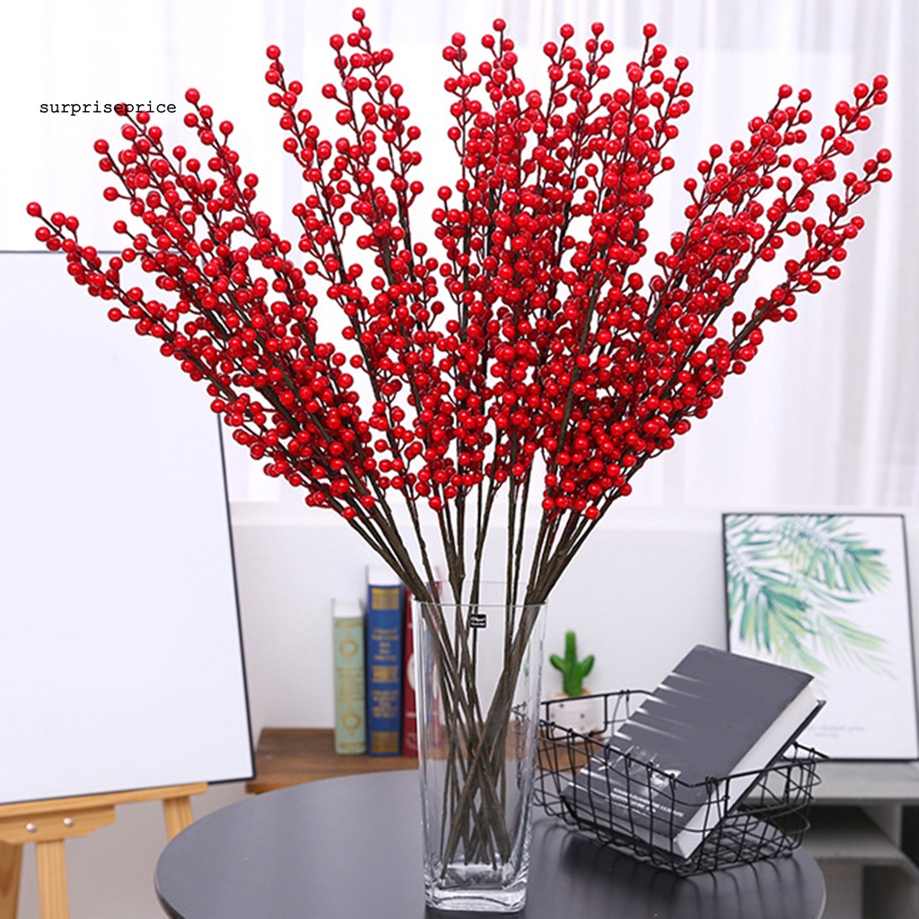 Bó hoa quả mọng nhân tạo dùng trang trí nội thất kiểu giáng sinh