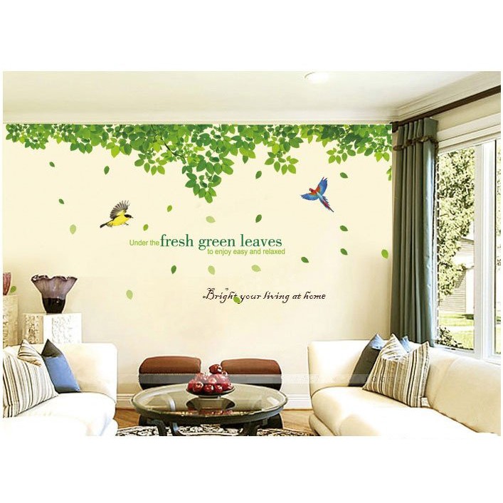 (SIZE LỚN )Decal dán tường GREEN LEAVES