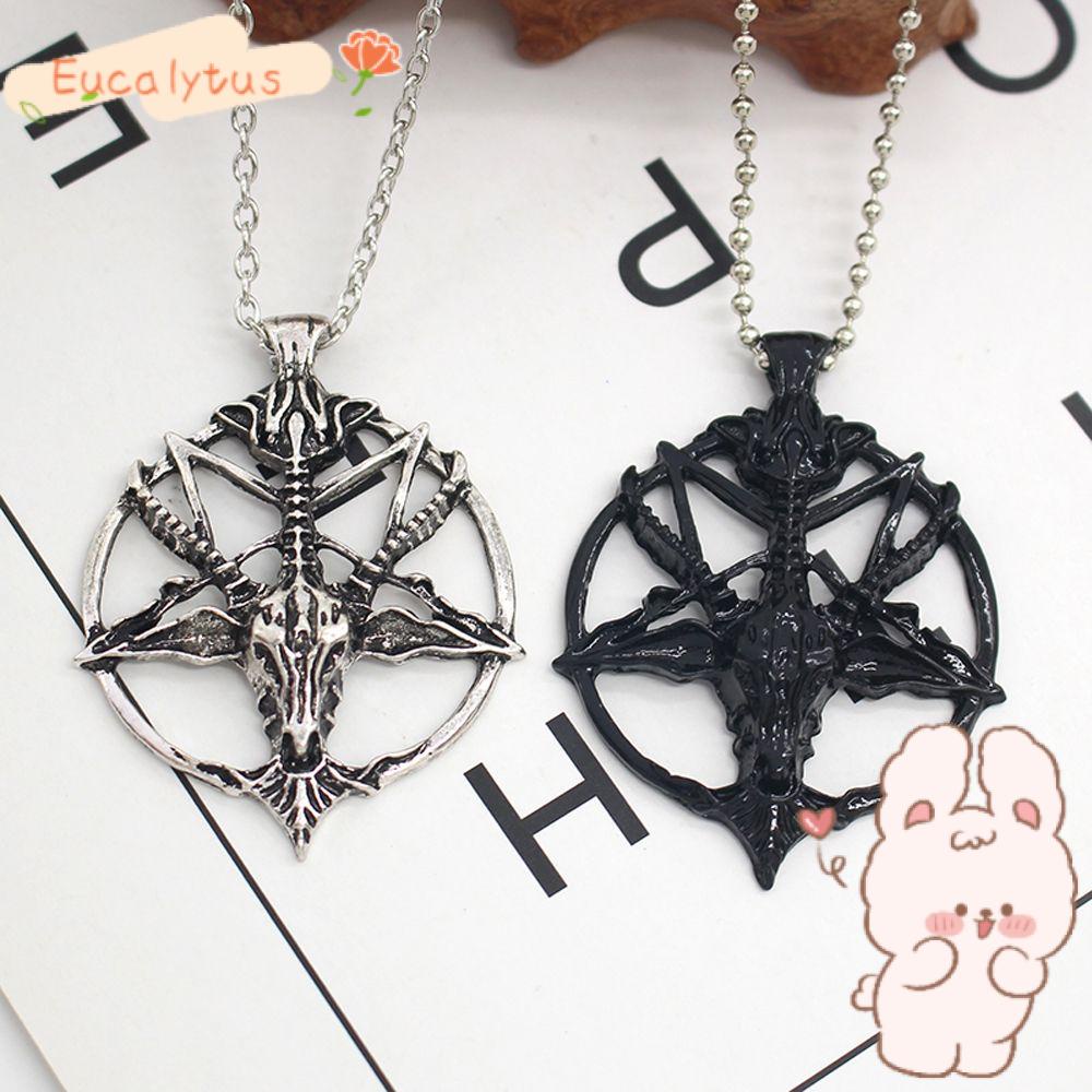 ✿EUTUS✿ Vintage Necklace Unisex Pan God Goat Head Skull Pendant Luck Fashion Jewelry Alloy Pentagram/Multicolor