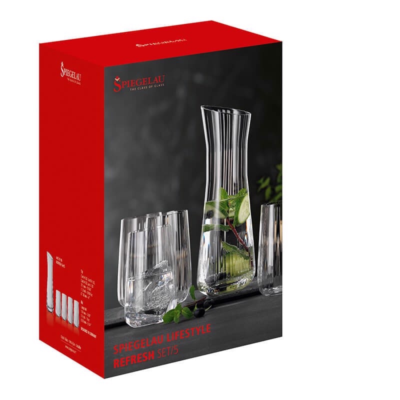 [ HÀNG ĐỨC ] Set 1 bình và 4 ly rượu Spiegelau 445196 LifeStyle REFRESH Set/5