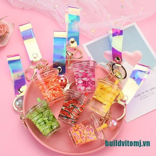 Móc khóa hình ly trà sữa nổi dễ thương giá đỡ