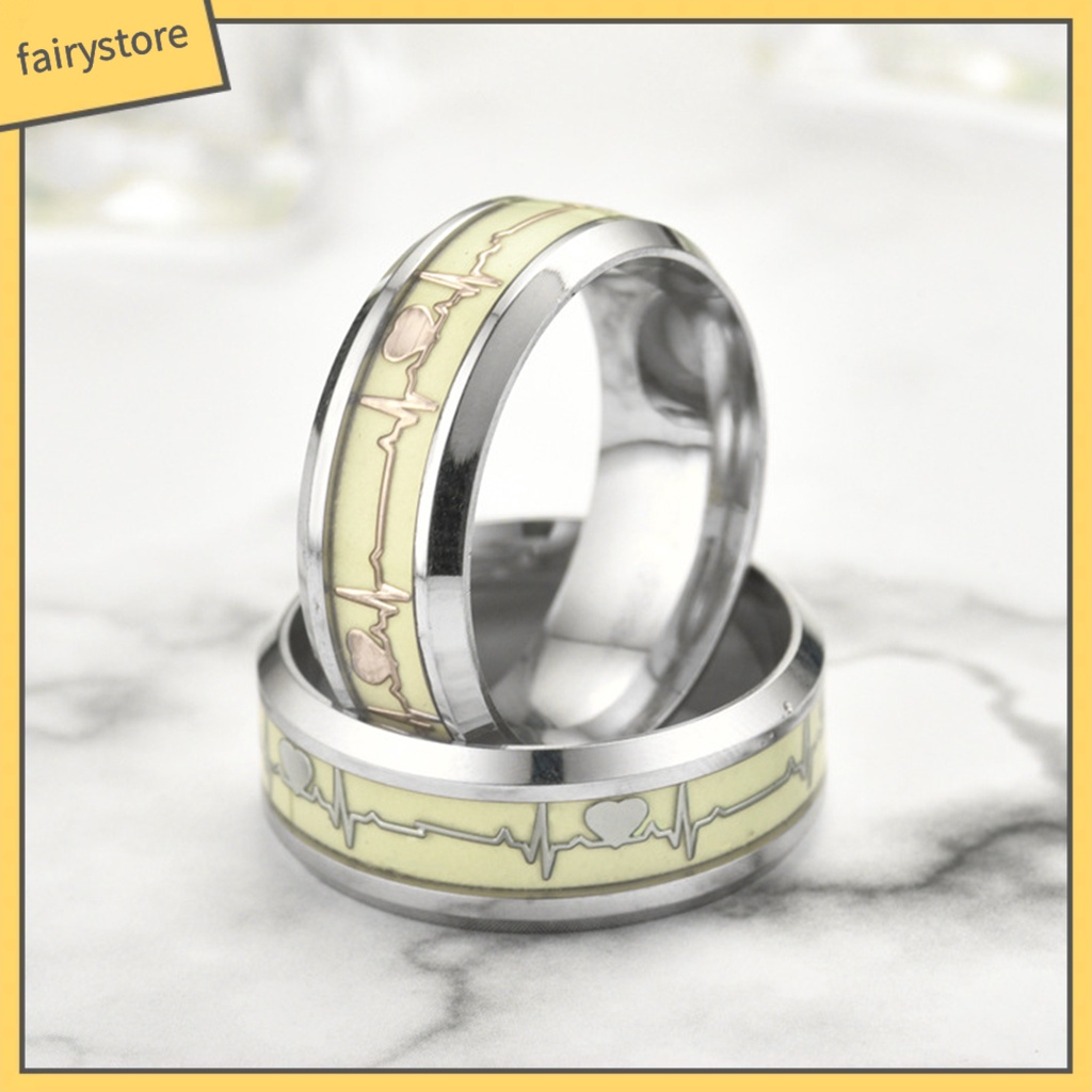 Nhẫn Thép Không Gỉ Họa Tiết Điện Tâm Đồ Dạ Quang