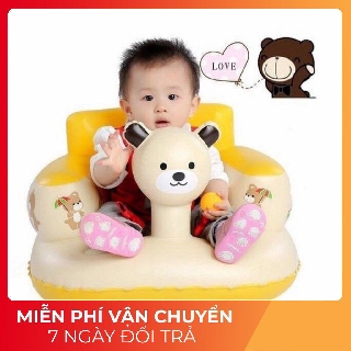 Ghế hơi tập ngồi hình Gấu loại tốt ( tặng keo và miếng vá)