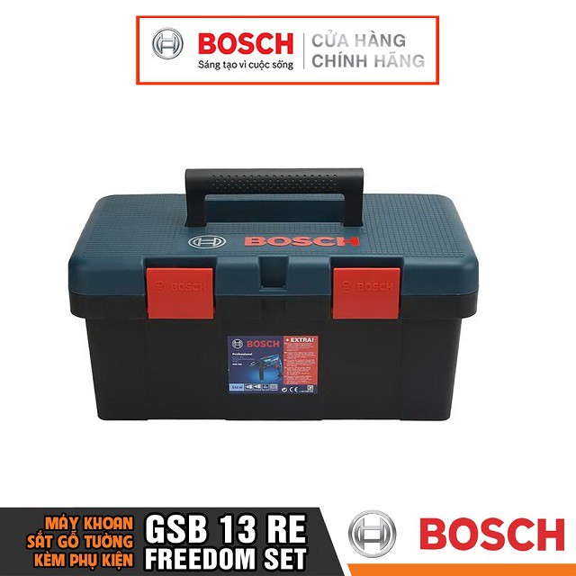 [CHÍNH HÃNG] Máy Khoan Động Lực Bosch GSB 13 RE FREEDOM SET 100 Món Phụ Kiện - Khoan Được Tường, Giá Đại Lý Cấp 1