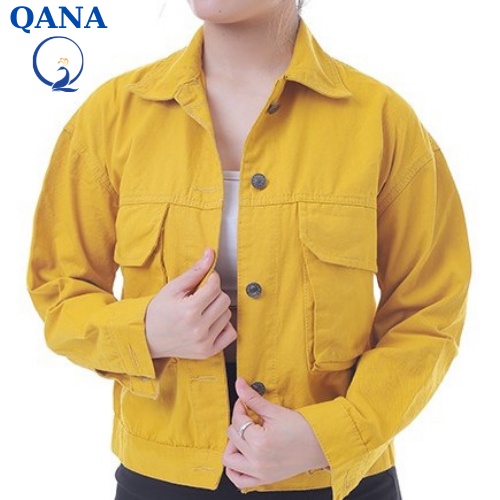 Áo khoác kaki nữ QANA freesize 40 - 62kg túi hộp thiêu hoạ tiết 5 màu tự chọn g139