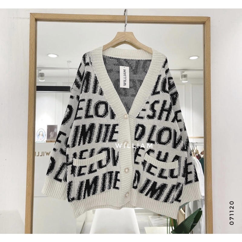 Áo khoác Cardigan len slogan