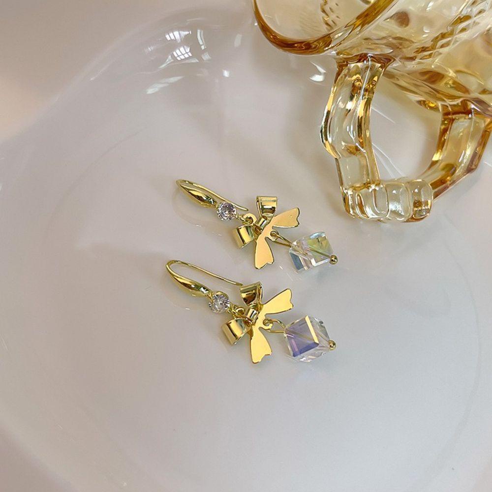 Khuyên Tai Dáng Dài Đính Nơ Sang Trọng Thời Trang|Khuyên Tai Phong Cách Hàn Quốc