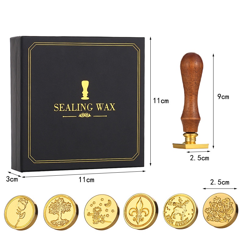 Bộ Con Dấu Đóng Sáp Niêm Phong Thiệp Mời Lưu Niệm Thẻ Bài In Hình Hoa Lá