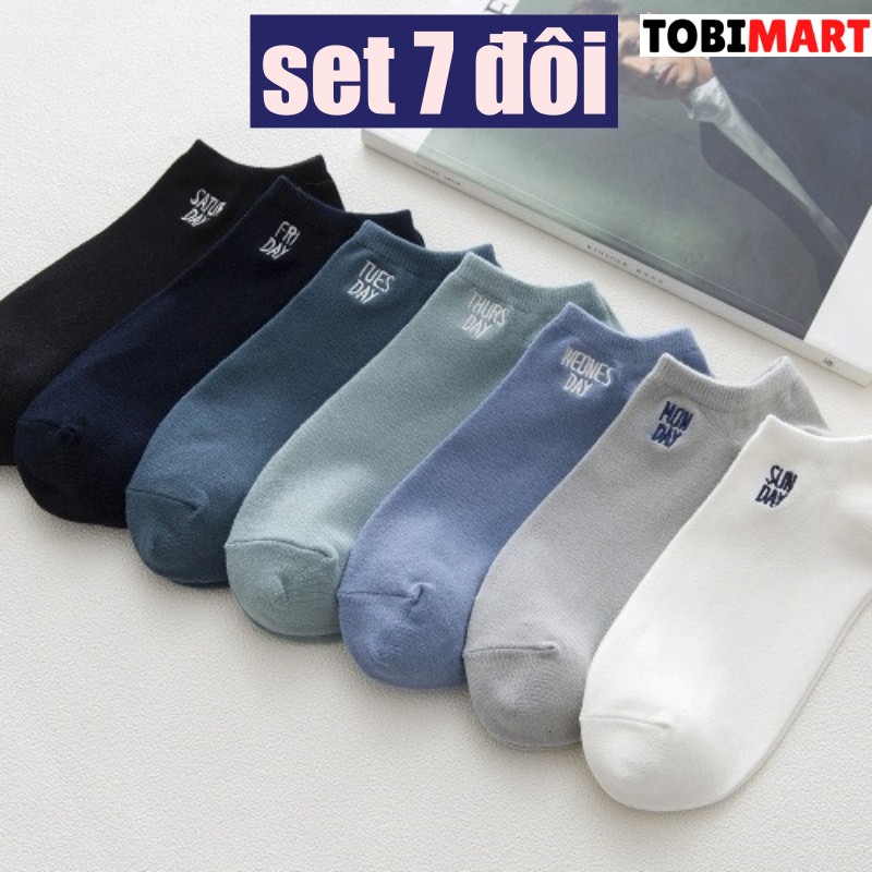 Tất cổ ngắn, vớ cổ ngắn 7 ngày khử mùi chống hôi chân, set 7 đôi nam và nữ