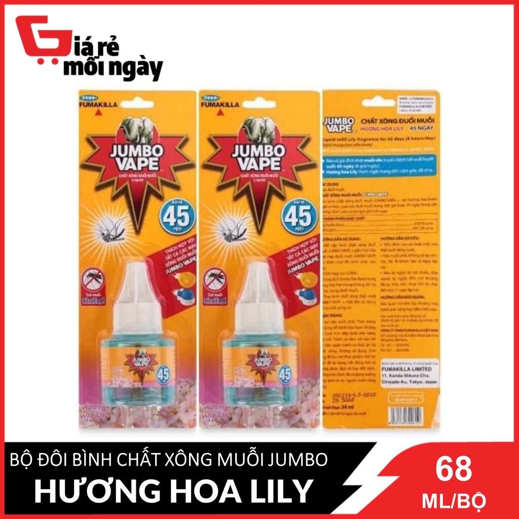 Bộ Đôi Bình Chất Xông Muỗi Jumbo Vape L5 Hương Hoa Lily 68ml / 2 bình