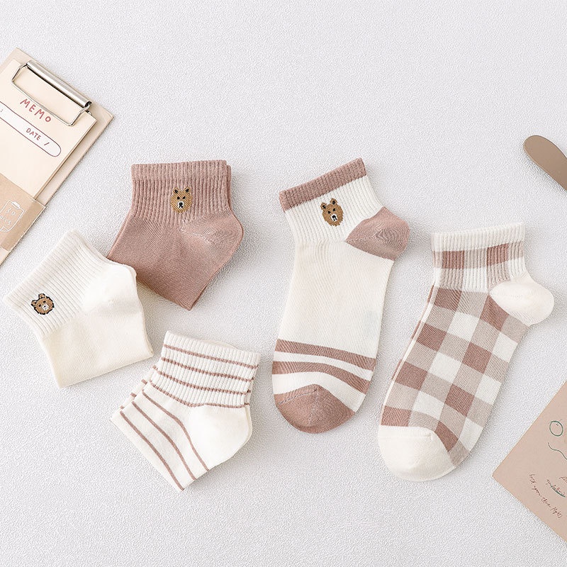 ẢNH THẬT  Tất - vớ nữ cổ cao họa tiết màu nâu dễ thương, xinh xắn Jelishop