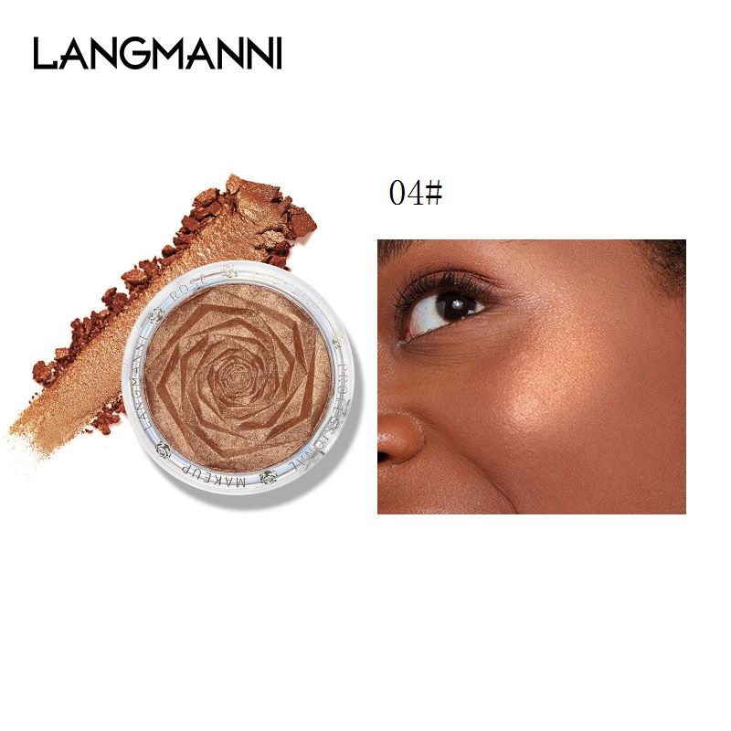 [Hàng mới về] Phấn bắt sáng Langmanni hình hoa hồng trang điểm bronzer tạo khối làm trắng da