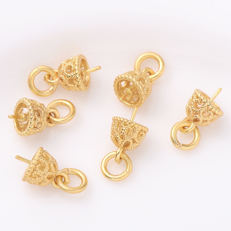 Nút Cài Nửa Lỗ Bằng Đồng Mạ Vàng 18K Dùng Làm Mặt Dây Chuyền Thủ Công diy