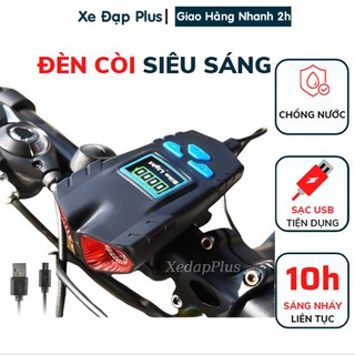 Đèn Pin Xe Đạp Có Còi Cao Cấp Siêu Sáng - Chống Nước Tuyệt Đối, Tích Hợp Sạc USB D16