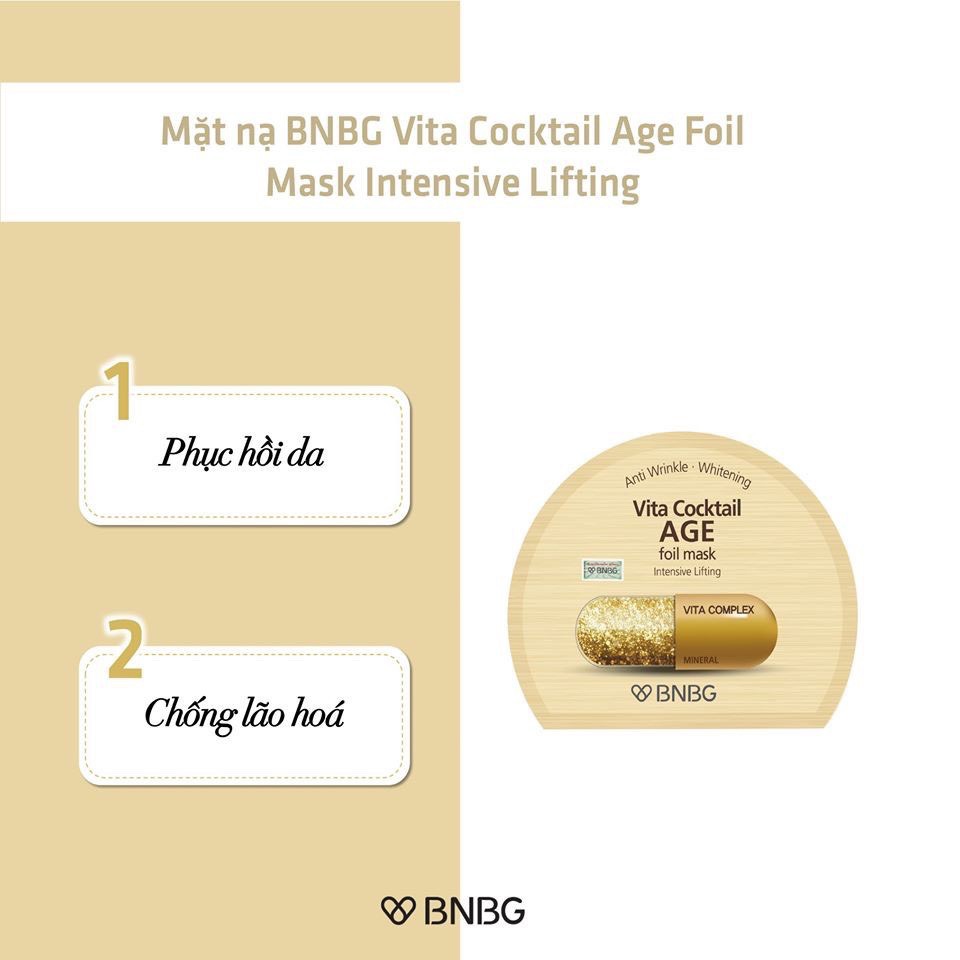 Mặt nạ chống lão hóa giảm nếp nhăn BNBG Vita Cocktail Age Foil Mask Intensive Lifting 30ml