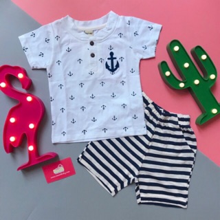 SET BỘ BÉ TRAI IN MỎ NEO - TRẮNG SỌC ĐEN