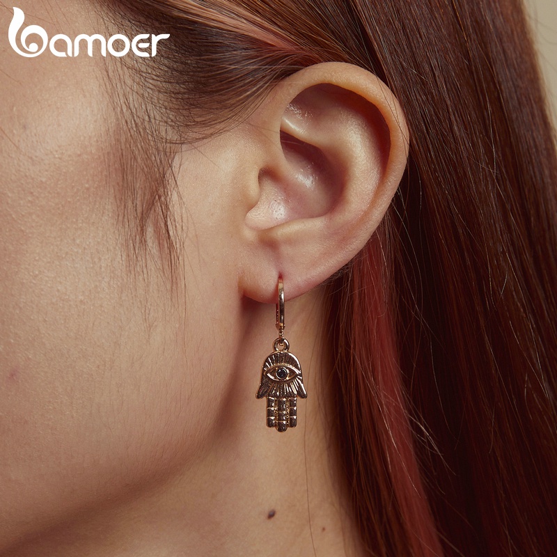 Khuyên tai Bamoer AIE072 hình bàn tay cầu may đính đá bằng hợp kim chống dị ứng sành điệu cho nữ
